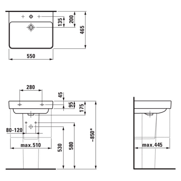 Раковина подвесная Laufen Pro S 550х465х175 (8.1096.2.000.104.1) Раковина подвесная Laufen Pro S 550х465х175 (8.1096.2.000.104.1)