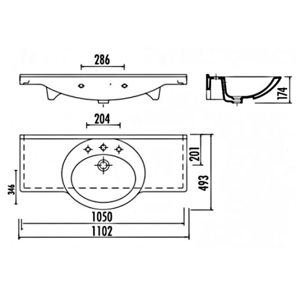 Раковина мебельная Creavit Epic 110x49,3 белая (ET110-00CB00E-0000) Раковина мебельная Creavit Epic 110x49,3 белая (ET110-00CB00E-0000)