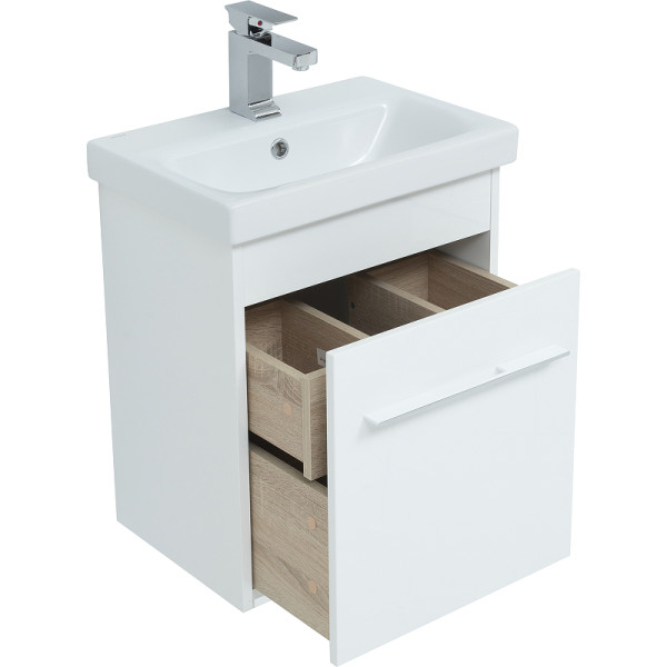 Тумба подвесная Aquanet Августа 50 (Moduo Slim) белый (ручки хром) (00274015) Тумба подвесная Aquanet Августа 50 (Moduo Slim) белый (ручки хром) (00274015)