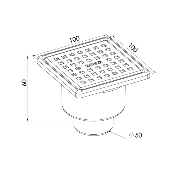 Трап вертикальный 50 мм. (100х100) Nova с решеткой и рамкой из нерж.стали (сухой затвор) (5067) Трап вертикальный 50 мм. (100х100) Nova с решеткой и рамкой из нерж.стали (сухой затвор) (5067)