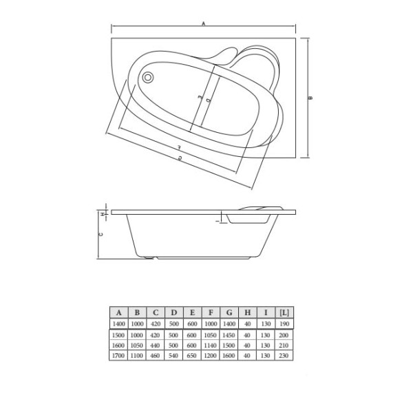 Ванна акриловая C-Bath Atlant 160x105 R белая (CBA00103R)