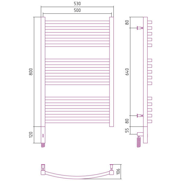 Полотенцесушитель электрический Сунержа Аркус 3.0 800x500 МЭМ левый, золотой (03-5704-8050)