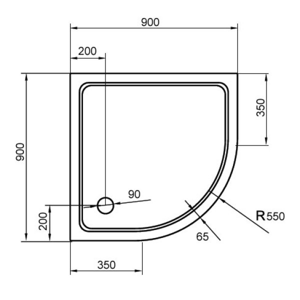 Душевой поддон Cezares SMC 90х90 (TRAY-M-R-90-550-35-W)