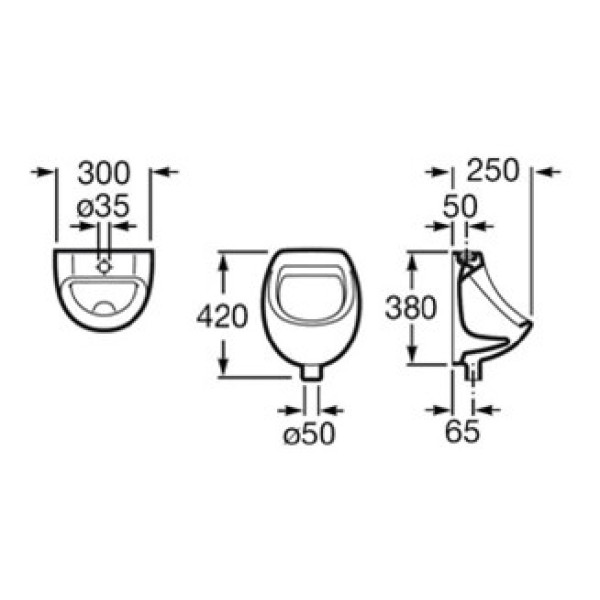 Писсуар подвесной Roca Mini 250х300х420 (353145000)