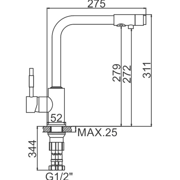 Смеситель для кухни Ledeme с переключателем на фильтр (L4155-3)