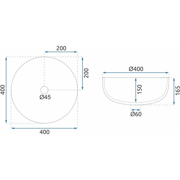 Раковина накладная REA Sue 40x40x16,5 стекло (REA-U4702)