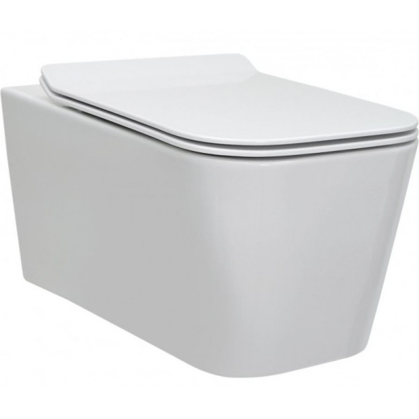 Комплект инсталляция с унитазом Berges Novum525 c с кнопкой F5 SoftTouch черная, унитаз FLOE Rimless, сиденье Floe Slim SO (043224)