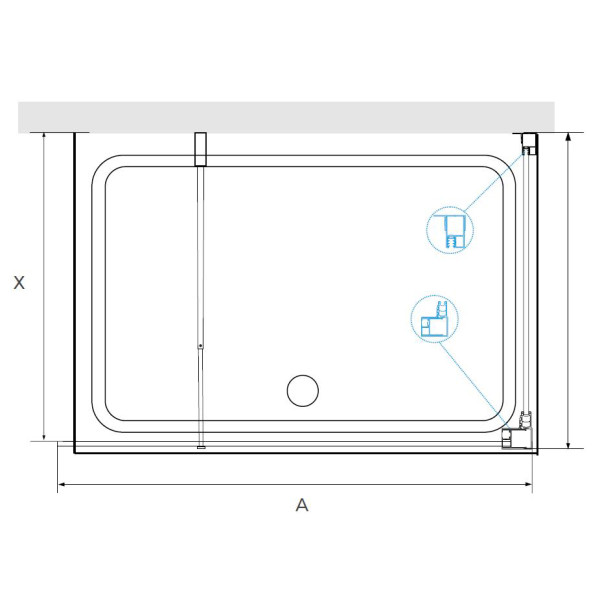 Душевое ограждение RGW Walk In 100x100x195 стекло прозрачное, профиль черный (351005100-14)