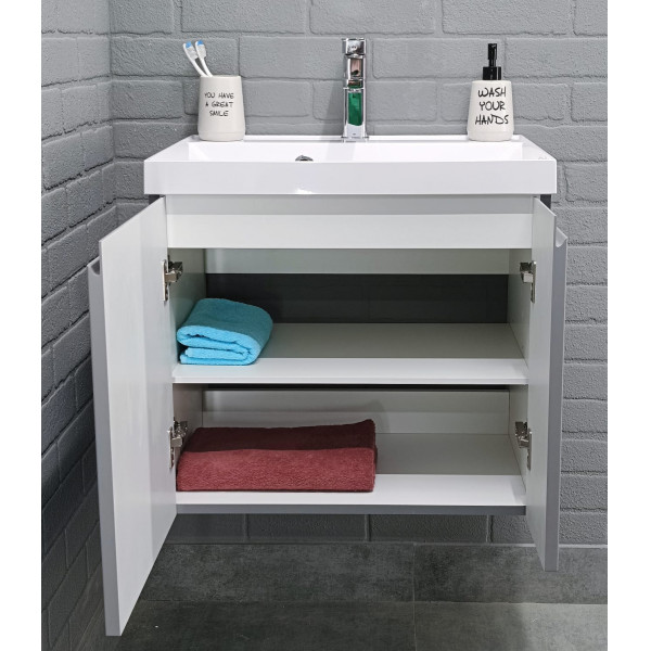 Тумба подвесная под умывальник Bazis 60 Graffo светло-серый матовый без ящика Домино (DGr2408T)