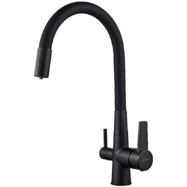 Смеситель для кухни Dlin с гибким изливом, переключатель на фильтр черный (D159317-4A) Смеситель для кухни Dlin с гибким изливом, переключатель на фильтр черный (D159317-4A)