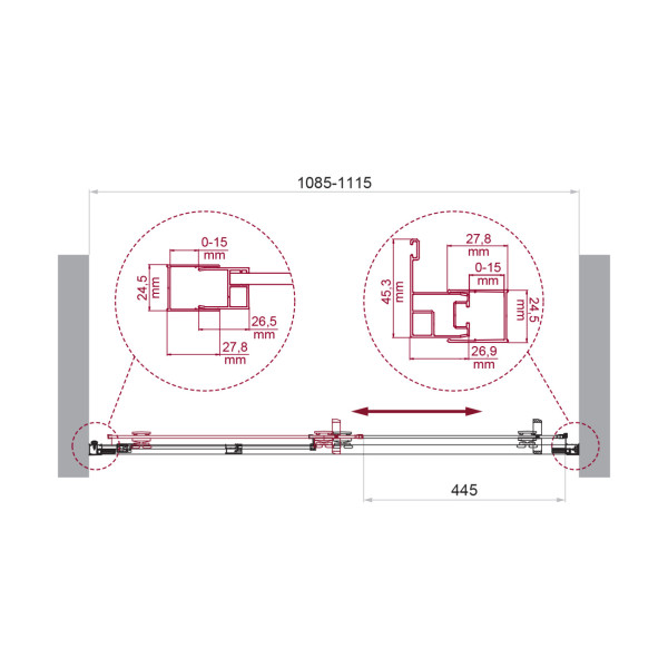 Душевые двери BelBagno Luce 110x195 стекло прозрачное, профиль хром (LUCE-BF-1-110-C-Cr)