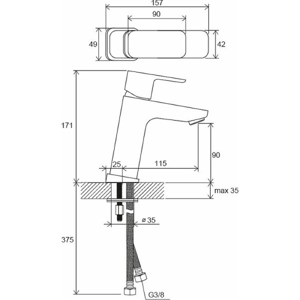 Смеситель для раковины Ravak 170 мм TD F 014.20 черный (X070150)