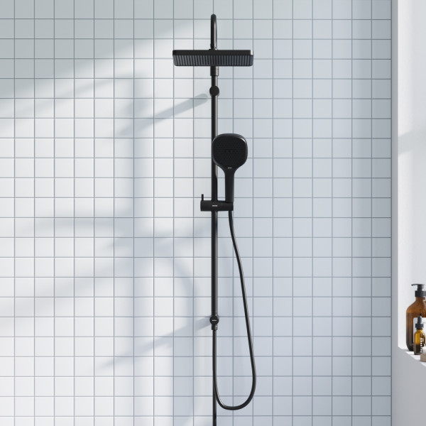 Душевой гарнитур Damixa Merkur верх.душ 310x200 мм, ручн.душ 3 ф-ции 130x250 мманга 1050-1450, черный (940000300)