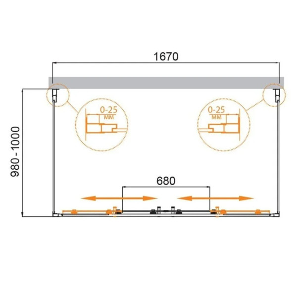Душевой уголок Cezares Molveno 170x100x195 стекло прозрачное, профиль хром (MOLVENO-AH-2/2-170/100-C-Cr-IV)