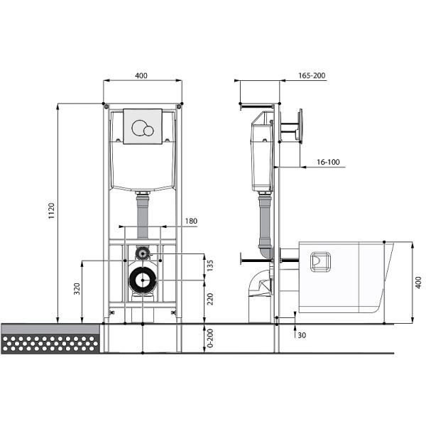 Комплект инсталляция с унитазом и клавишей Santek Нео rimless с сиденьем SC с клавишей белой (1WH501758)