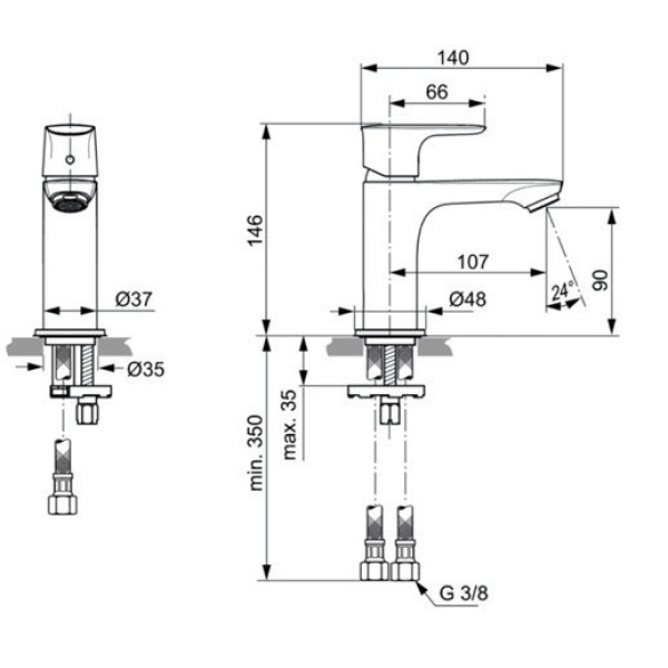 Смеситель для раковины Ideal Standard Connect Air хром (A7010AA)