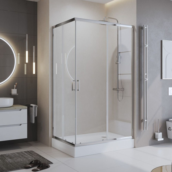 Душевой уголок BelBagno Uno-195 120x90x195 стекло прозрачное, профиль хром (UNO-195-AH-2-120/90-C-Cr)