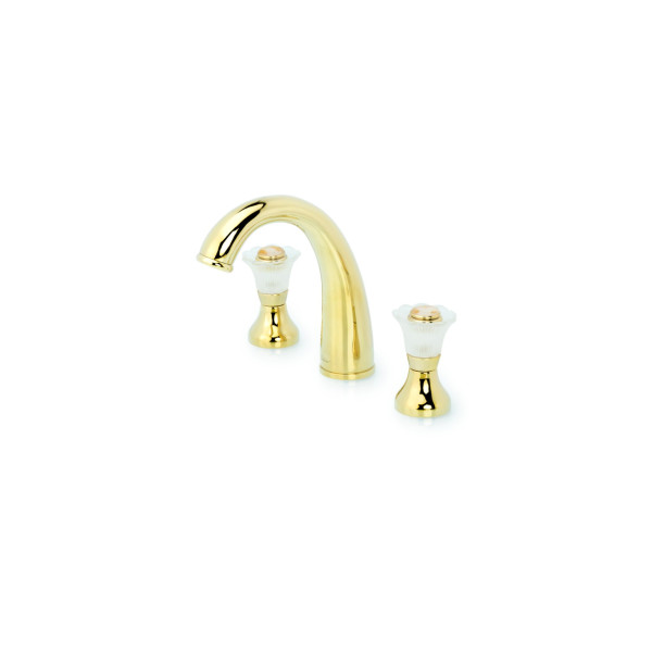 Смеситель для раковины на 3 отверстия Boheme Сamelia золотой (297-Camelia)