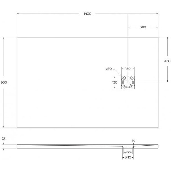 Душевой поддон BelBagno Uno 140x90x3,5 белый (TRAY-MR-UNO-AH-140/90-3,5-W-CR)