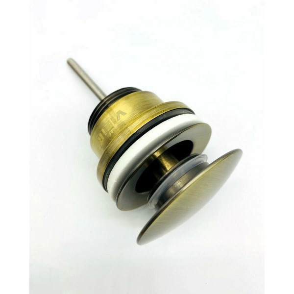 Донный клапан для раковины Vieir 1 1/4" (32 мм.), 67 мм. Quick Clac с переливом (латунь, бронза) (VER26D)