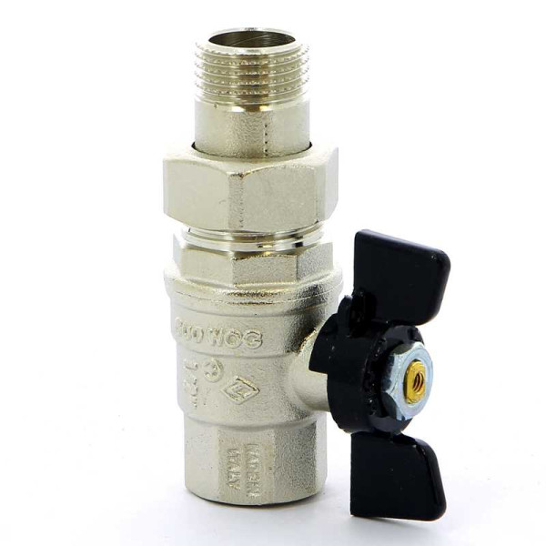 Кран Bugatti 1/2" шаровый со сгоном Oregon 322 (черная бабочка) (03220027)