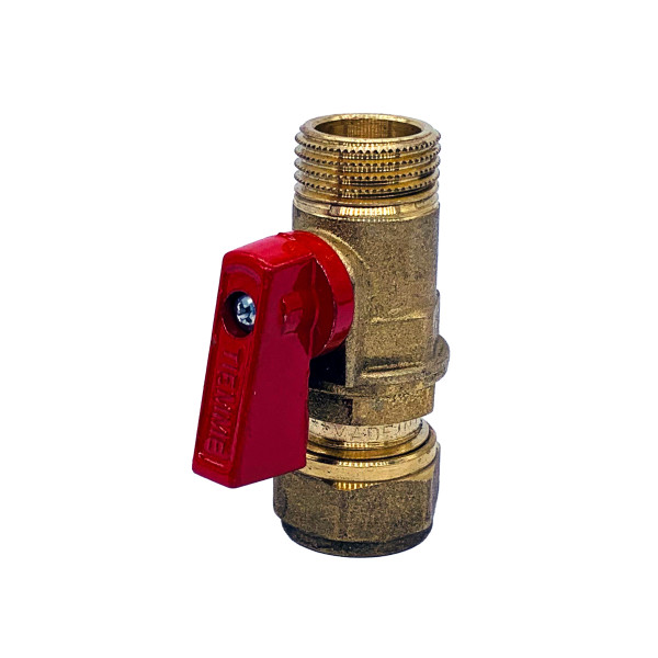 Кран шаровый (мини) Tiemme 16 (2,0)*1/2" Н (красная ручка) (2940002)