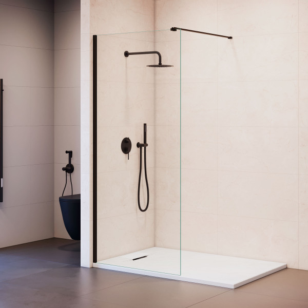 Душевое ограждение RGW Walk In WA-210-B 100x195 стекло прозрачное, профиль черный (351021010-14)