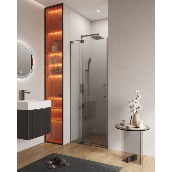 Душевая дверь Cezares Slider 70x195 стекло прозрачное, профиль оружейная сталь (SLIDER-B-1-70/80-C-GM)