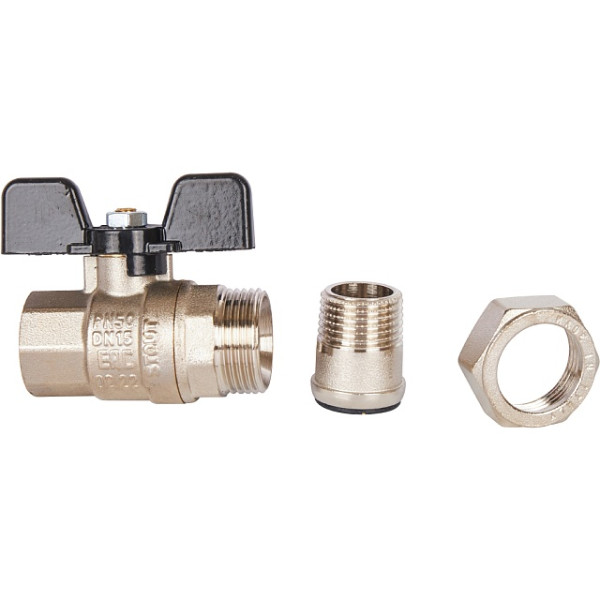 Кран 1/2" шаровый со сгоном Stout (черная бабочка, полнопроходной) (SVB-0007-000015)