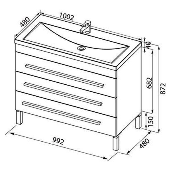 Тумбы напольные Aquanet Верона 100 белый (напольная 3 ящика) (00178471) Тумбы напольные Aquanet Верона 100 белый (напольная 3 ящика) (00178471)