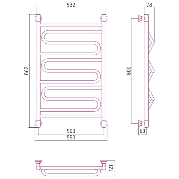 Полотенцесушитель водяной Сунержа Элегия+ 800х500 золотой (03-0205-8050) Полотенцесушитель водяной Сунержа Элегия+ 800х500 золотой (03-0205-8050)
