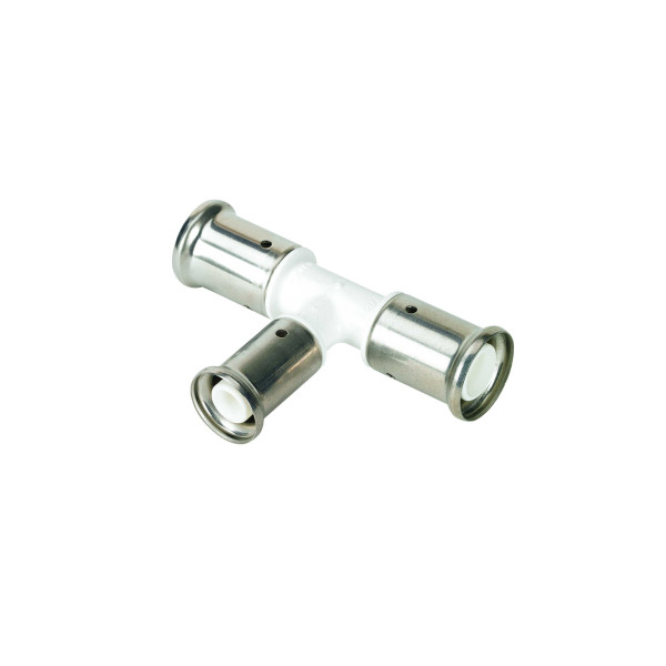 Тройник 32х20х32 Henco PVDF (пресс, белый) (10PKW-322032) Тройник 32х20х32 Henco PVDF (пресс, белый) (10PKW-322032)