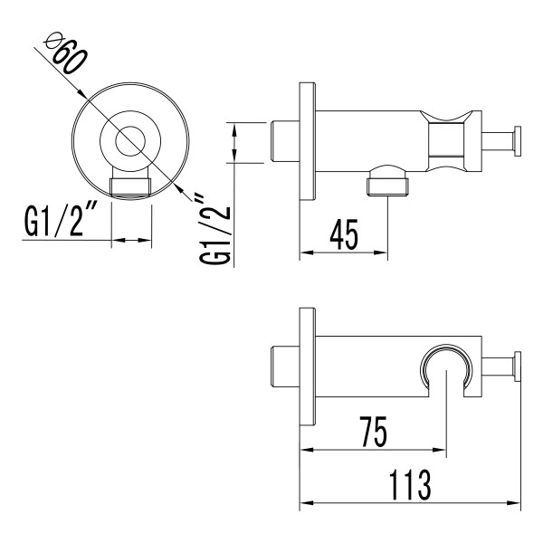 Подключение для душевого шланга Lemark с креплением для лейки (LM1185C)