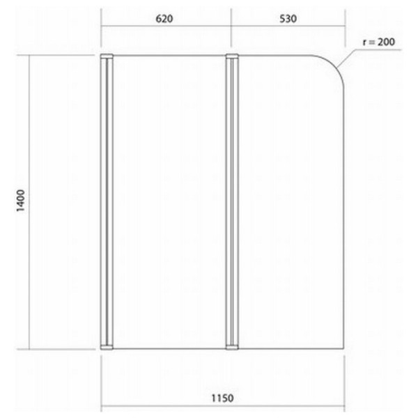 Шторка душевая на ванну Cersanit Easy 1150х1400 двойная, стекло прозрачное (P-PN-EASY*115-n)