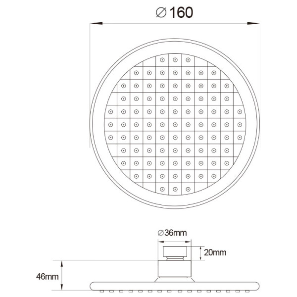 Верхний душ Melodia d160 мм хром (MKP27011С)