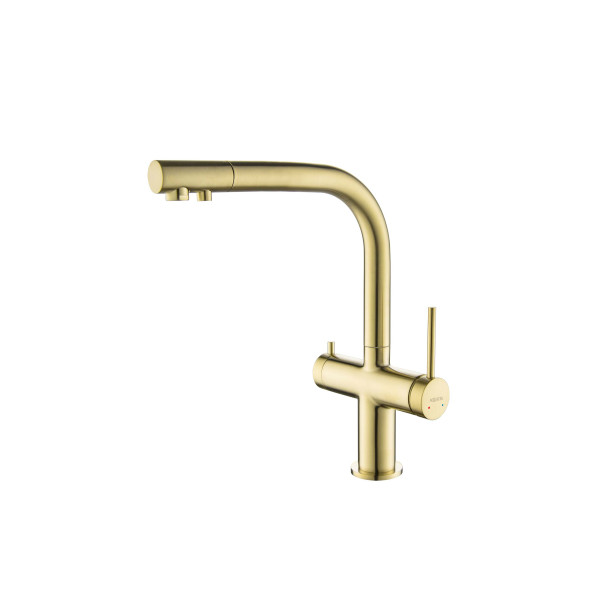 Смеситель для кухни Aquatek Европа с подключением к фильтру питьевой воды, шлифованное золото (AQ1385BG) Смеситель для кухни Aquatek Европа с подключением к фильтру питьевой воды, шлифованное золото (AQ1385BG)