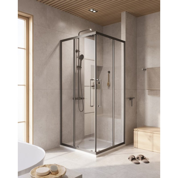 Душевой уголок Cezares Relax 304 80x80x200 стекло прозрачное, профиль оружейная сталь (RELAX-304-A-2-80-C-GM)