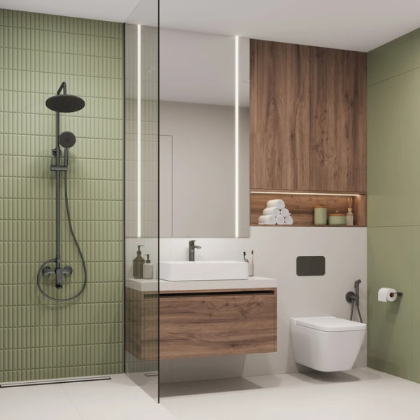 Душевая система Milardo Rora с душевым гарнитуром графит (RORGM4FM06)