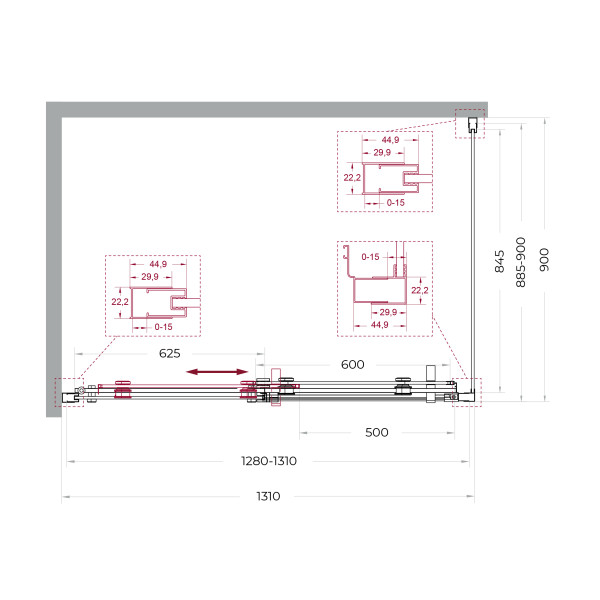 Душевой уголок BelBagno Marino 130x90x195 стекло прозрачное, профиль хром глянцевый (MARINO-2-AH-1-130/90-C-Cr)