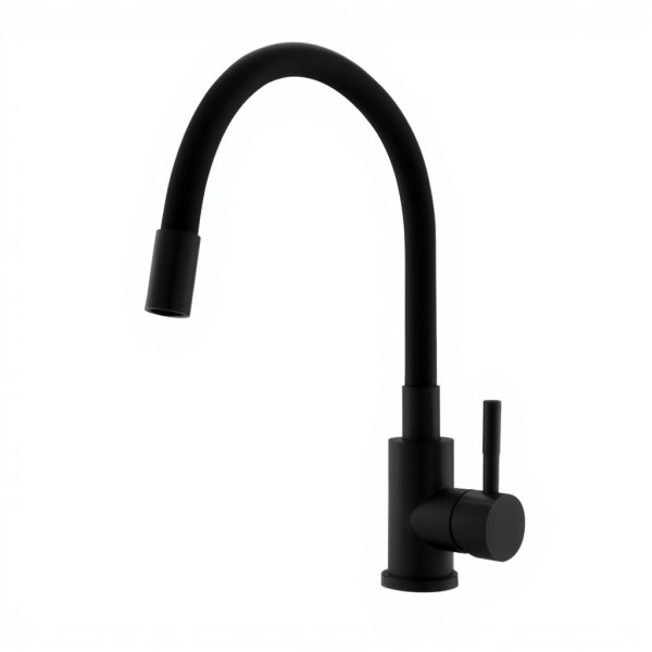 Смеситель для кухни Wesnaart Eco черный с гибким изливом черный (EKO05-140Black)