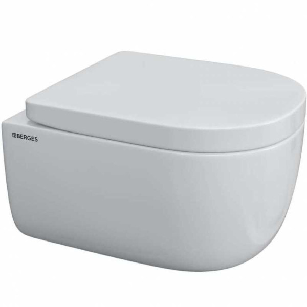 Комплект инсталляция с унитазом Berges инсталляция NOVUM525, кнопка L5 SoftTouch черная, унитаз EGO Rimless 49см, сиденье дюропласт Toma SO,