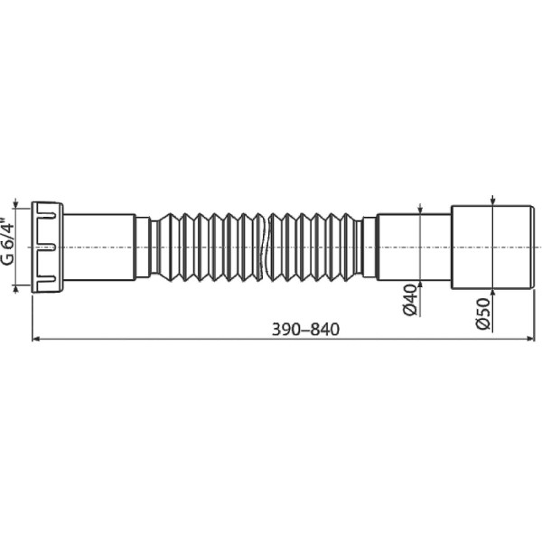 Отвод гофрированный переходной Alcaplast 1 1/2"(6/4") х 40/50 пластмасса белый (A770)