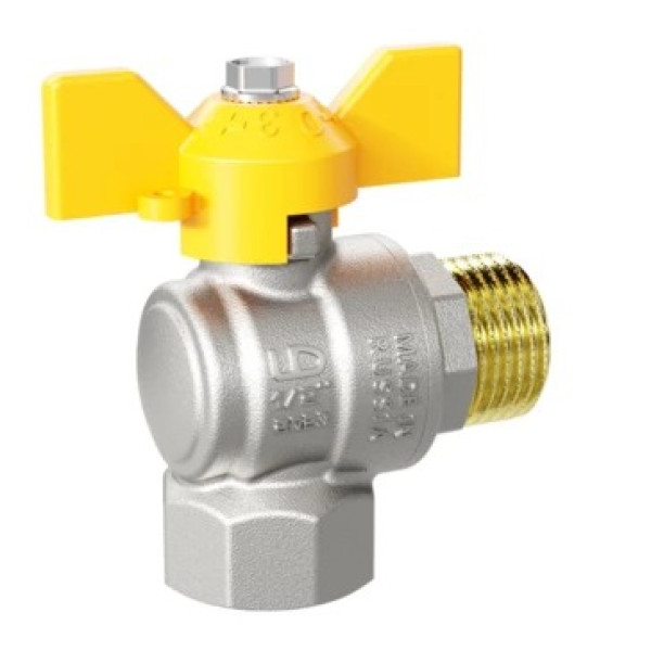Кран угловой газовый 1/2" ВН шаровый LD Pride (желтая бабочка) (LD 47.252.15) Кран угловой газовый 1/2" ВН шаровый LD Pride (желтая бабочка) (LD 47.252.15)