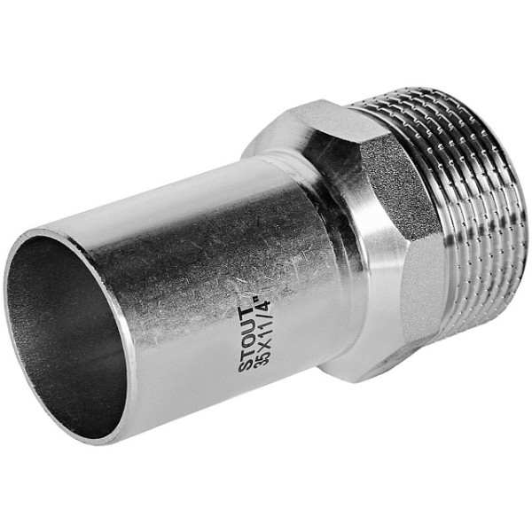 Вставка резьбовая 35х1 1/4"Н Stout SSS-2024 НПр-НР (нерж.ст., пресс) SSS-2024-035114 Вставка резьбовая 35х1 1/4"Н Stout SSS-2024 НПр-НР (нерж.ст., пресс) SSS-2024-035114