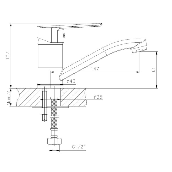 Смеситель для кухни Voda Hill хром (HI 15) Смеситель для кухни Voda Hill хром (HI 15)