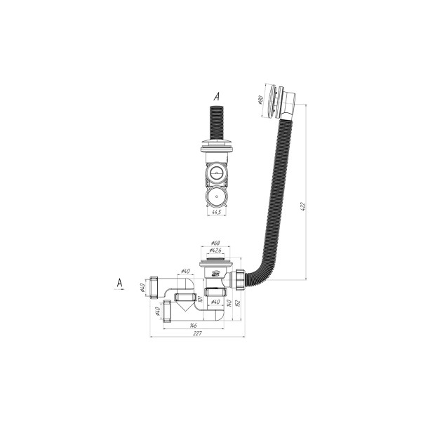 Обвязка для ванны PRIME BLACK универсальный Click Clack Cersanit (64287)