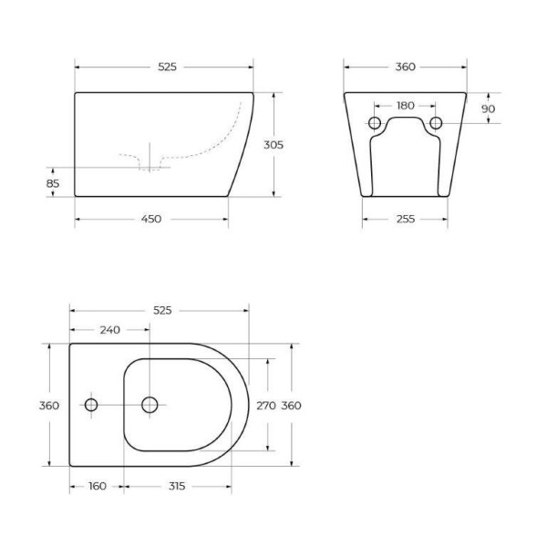 Биде подвесное BelBagno Marino 365х520х295 (BB105BH)