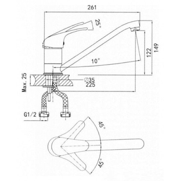 Смеситель для кухни Harte серый (Л 4204-310)
