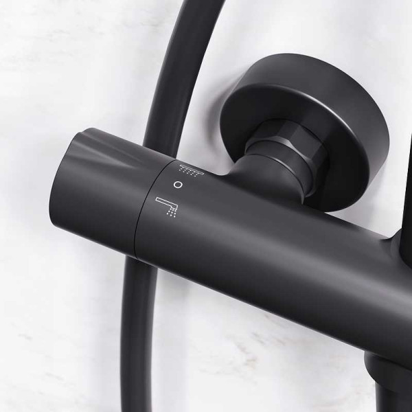 Душевая система AM.PM Like с термостатом, черная матовая (F0780422) Душевая система AM.PM Like с термостатом, черная матовая (F0780422)