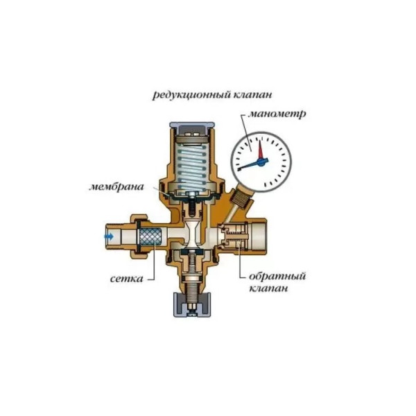 Клапан подпиточный TIM 1/2" PN 16 с манометром 0,2-4 бар (AF0206A)